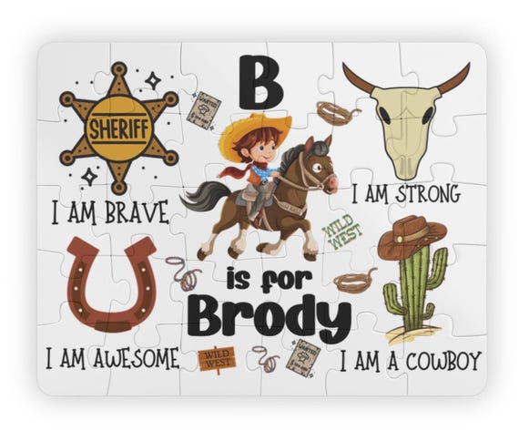 Kids' Puzzle, 30-Piece - Cowboy Puzzle Kids Gift Idea, Boys Game, Christmas Gift, Cowboy Theme Toy, Educational Jigsaw Puzzle