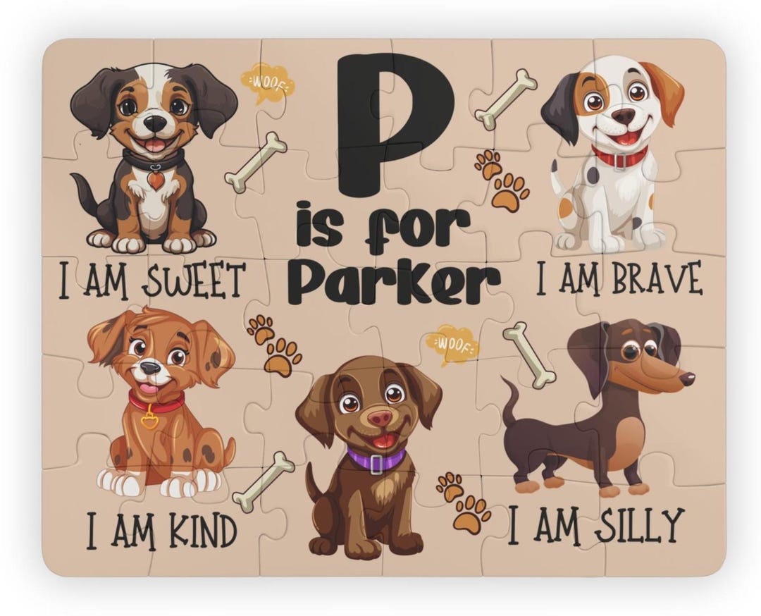 Personalized Kids' Puzzle, Custom Name Puzzle, Educational Toy, Dog ...