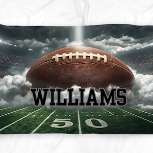 Football Pillowcase, Personalized Sports Bedroom Decor, Football Player Gift, Boys Microfiber Pillow Cover, Customizable Team Name, Sports