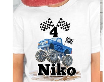 Boys Monster Truck Birthday Shirt • Personalized Monster Truck Birthday Tee • Family Matching Birthday Shirts • Kids Party Outfit