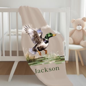 Duck hunter baby blanket Personalized duck hunting baby blanket Duck themed nursery blanket Baby blanket shower gift