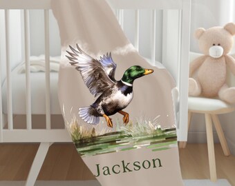 Duck hunter baby blanket Personalized duck hunting baby blanket Duck themed nursery blanket Baby blanket shower gift