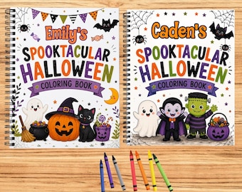 Personalized Halloween Coloring Book for Kids, Custom Name Halloween Activity Book, Trick or Treat Kids Gift, Boo basket gift for kids