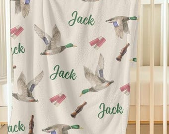 Duck hunter baby blanket Personalized duck hunting baby blanket Duck themed nursey Mallard duck baby blanket shower gift