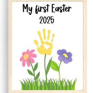 Mein erstes Ostern Handabdruck Andenken | Blumen Baby Ostern Handwerk | Kind Handprint Art Ostern | Kleinkind Ostern Handabdruck Handwerk