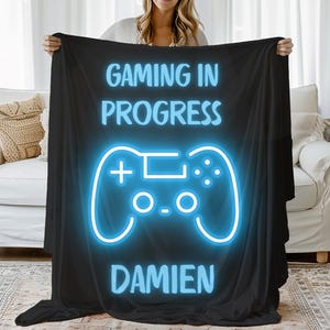 Boys Gaming Controller Blanket, Personalized Video Game Throw Blanket, Video Gaming Bedroom Decor, Teen Gamer Blanket, Tween Gift velveteen