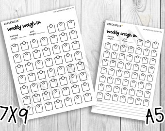 NT012 | &quot;WEEKLY WEIGH In&quot; Planner Full Page Stickers | Weight Tracker