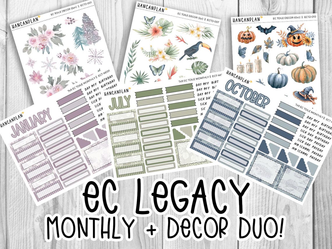 ECTD - Erin Condren TOILE Matching Decor 12-month Set - Etsy