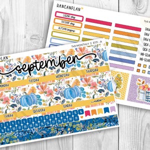 E-171 || 7x9 September Monthly | Autumn Blooms | Planner Kit | Erin Condren Kit