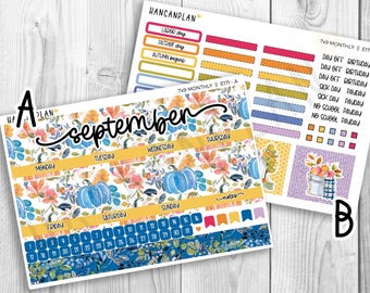 E-171 || 7x9 September Monthly | Autumn Blooms | Planner Kit | Erin Condren Kit