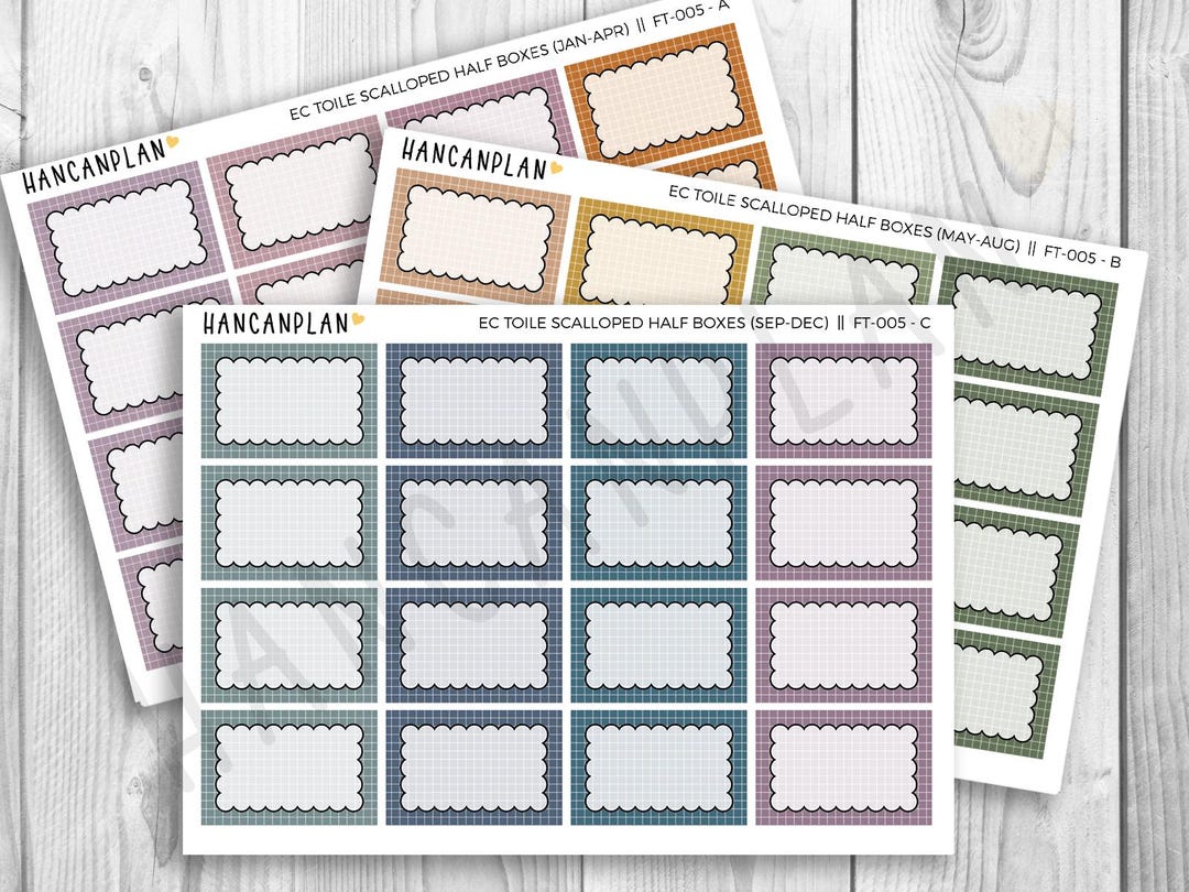 FT-005 | Scalloped Grid Half Box | Erin Condren TOILE Matching Stickers ...