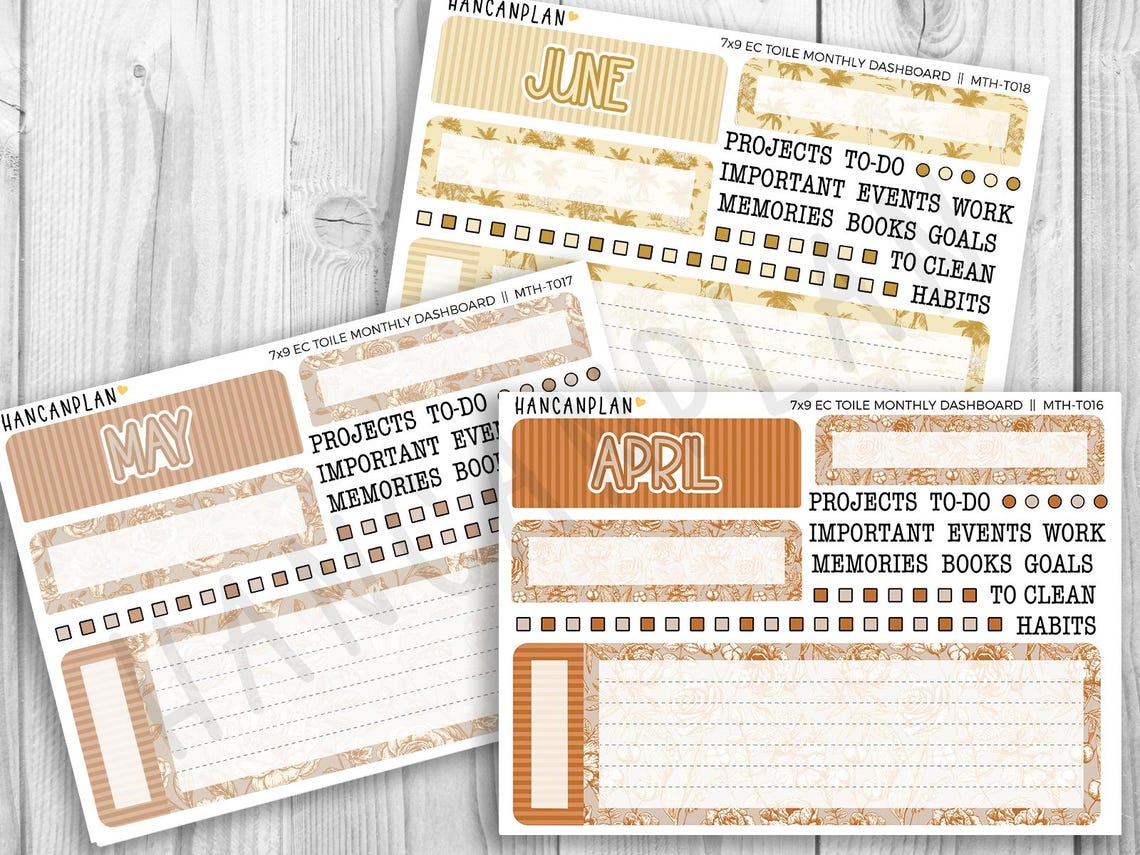 MTH-DBT | A5 Monthly DASHBOARD Set | Erin Condren Toile Matching Kits ...