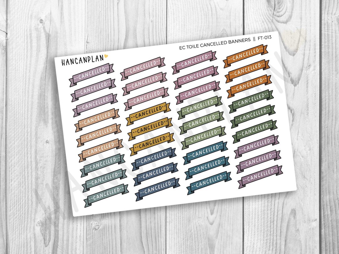 FT-013 | Cancelled Banners | Erin Condren TOILE Matching Stickers - Etsy
