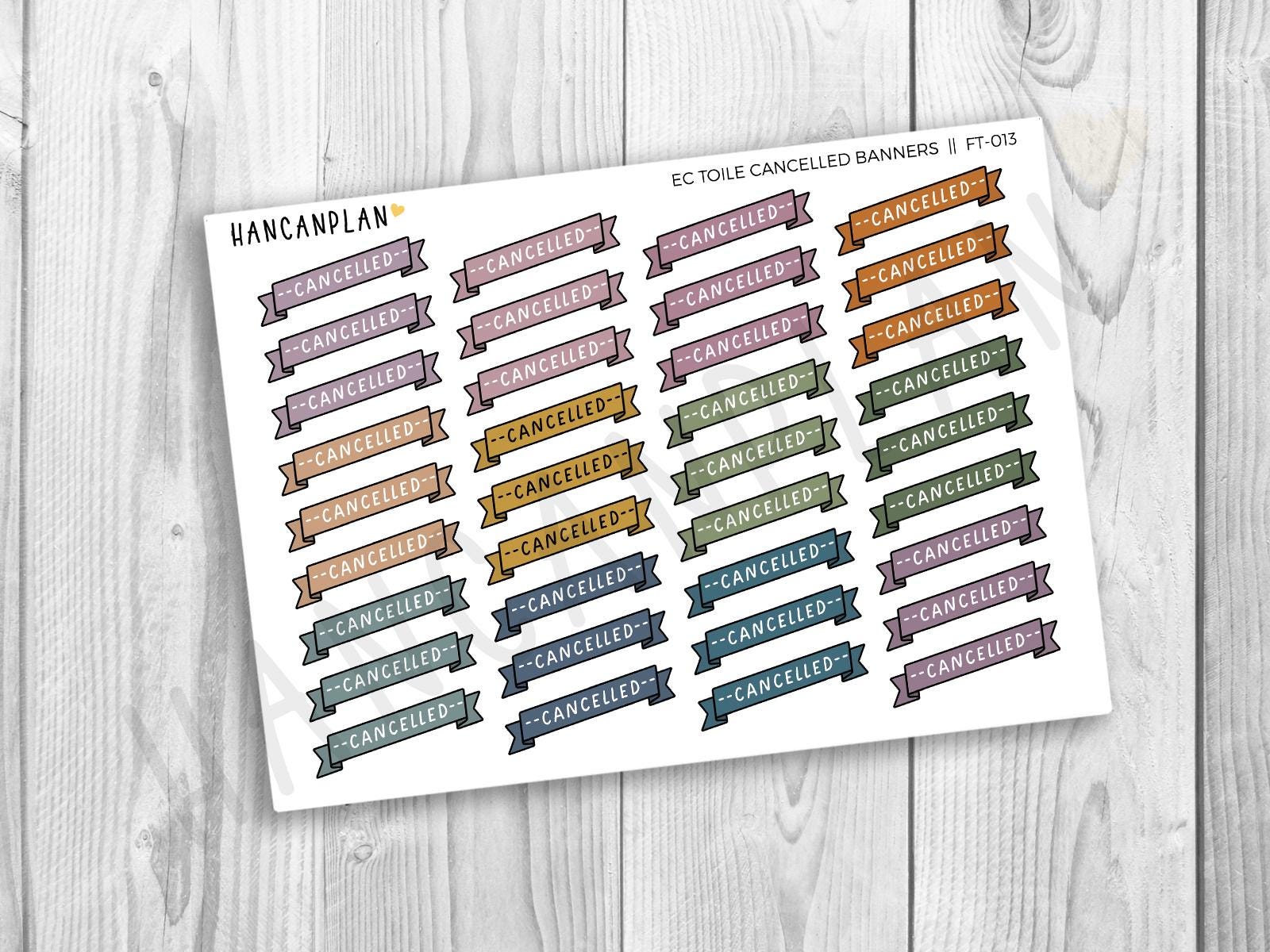 FT-013 | Cancelled Banners | Erin Condren TOILE Matching Stickers - Etsy
