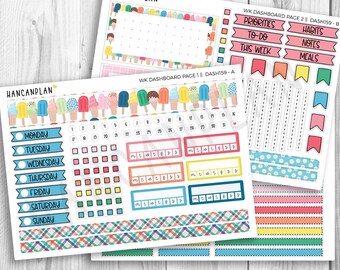 DASH-159 || Dive In | Erin Condren Dashboard Weekly Planner Kit – 3 Sheet Options | Handmade Planner Stickers