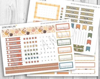 DS-226 || A5 Erin Condren Weekly DASHBOARD Kit | Café Autumn