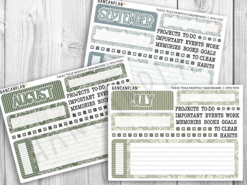 MTH-DBT | A5 Monthly DASHBOARD Set | Erin Condren Toile Matching Kits ...
