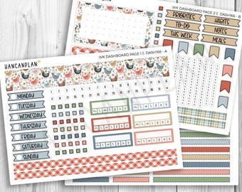 DASH-166 || Sweet Farmhouse | Erin Condren Dashboard Weekly Planner Kit – 3 Sheet Options | Handmade Planner Stickers