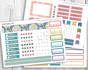DS-214 || A5 Erin Condren Weekly DASHBOARD Kit | Ocean Bloom