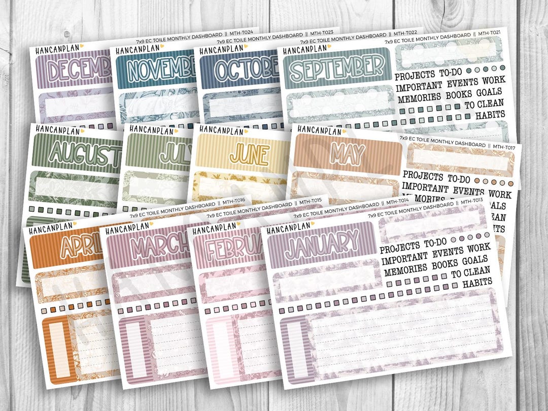 MTH-DBT | A5 Monthly DASHBOARD Set | Erin Condren Toile Matching Kits ...