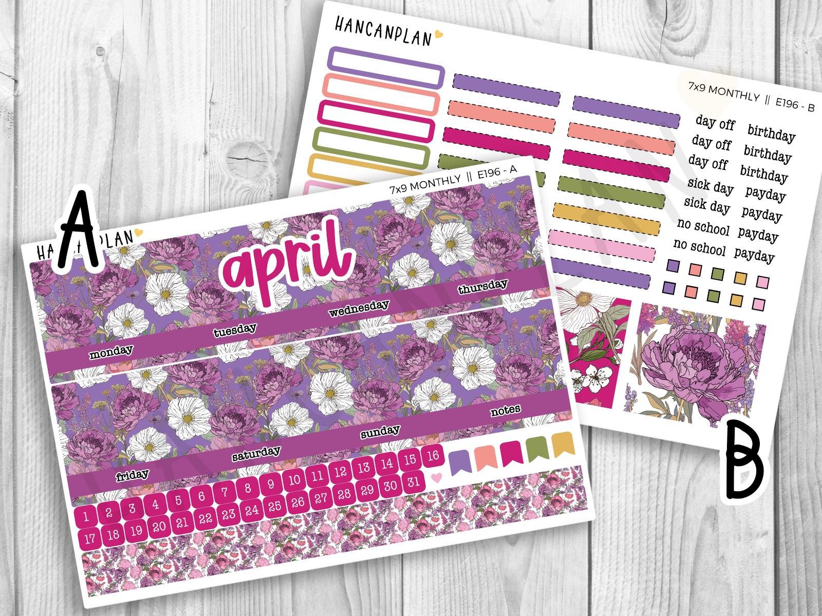 E-196 || 7x9 April Monthly | Painted Petals | Planner Kit | Erin ...