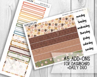 AO-226 || A5 DAILY Duo + Weekly DASHBOARD Kit Extras | Café Autumn