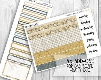 AO-217 || A5 DAILY Duo + Weekly DASHBOARD Kit Extras | Chamomile Meadow
