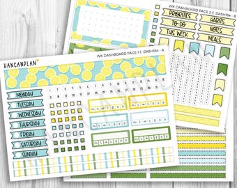 DASH-164 || Lemonade | Erin Condren Dashboard Weekly Planner Kit – 3 Sheet Options | Handmade Planner Stickers