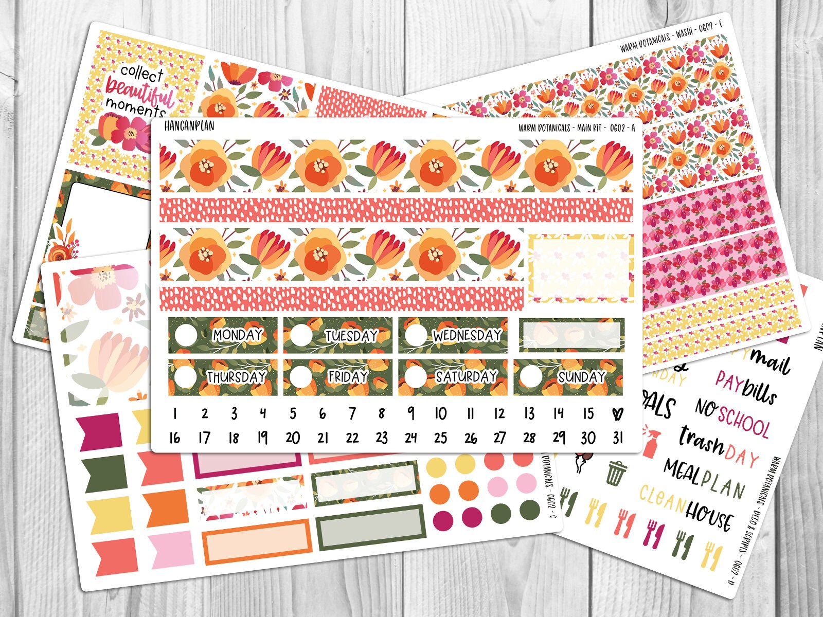 KIT-0602 || WARM BOTANICALS | Erin Condren weekly planner kit | hourl…
