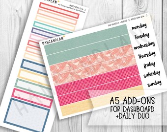 AO-214 || A5 DAILY Duo + Weekly DASHBOARD Kit Extras | Ocean Bloom