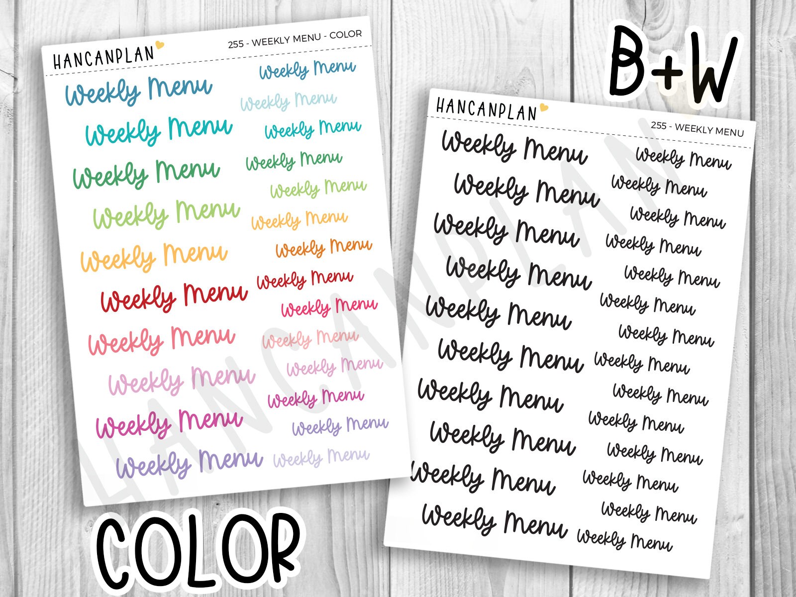255 - Weekly Menu Script | Stickers | Planner Stickers by HanCanPlan