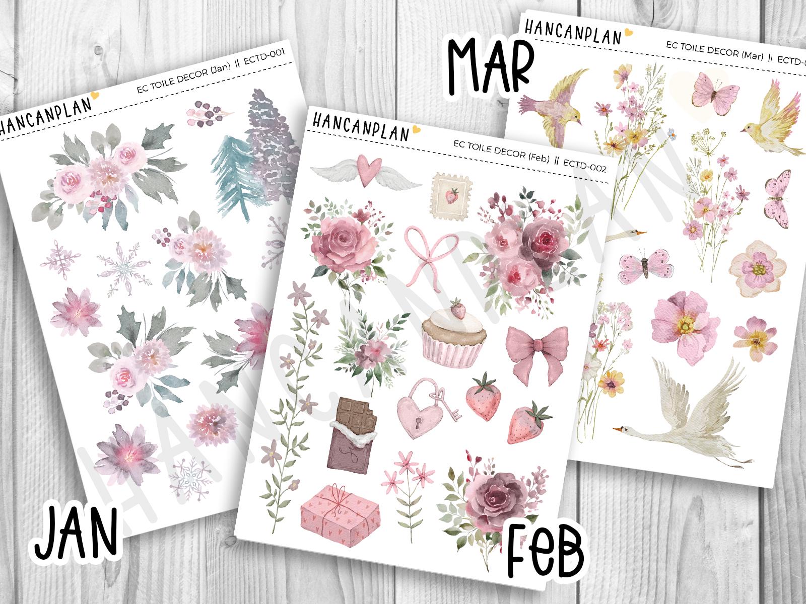 ECTD - Transparent - Erin Condren TOILE Matching Decor 12-month Set - Etsy
