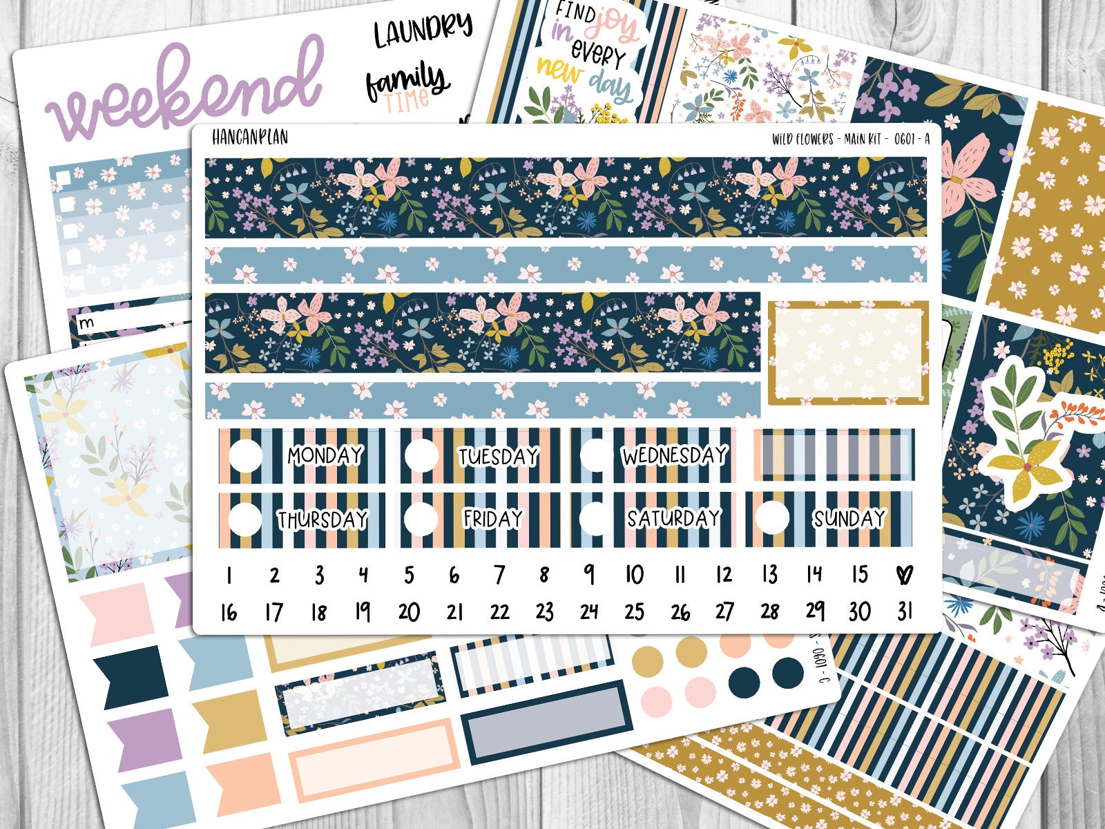 KIT-0601 || WILD FLOWERS | Erin Condren weekly planner kit | hourly p…