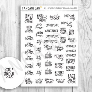 211 - Parent and Student School Scripts | Planner Stickers | Handlettered by HanCanPlan