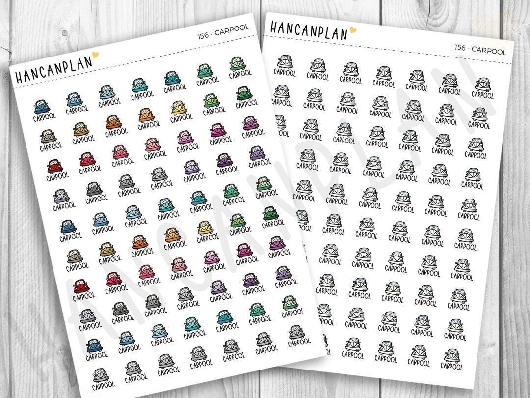156 Carpool Stickers Stickers Planner Stickers by Etsy