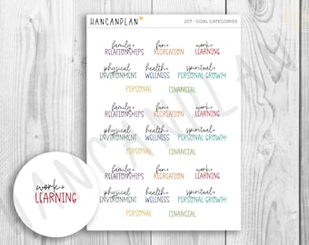 207 - Goal Categories | Planner Stickers | Handlettered by HanCanPlan