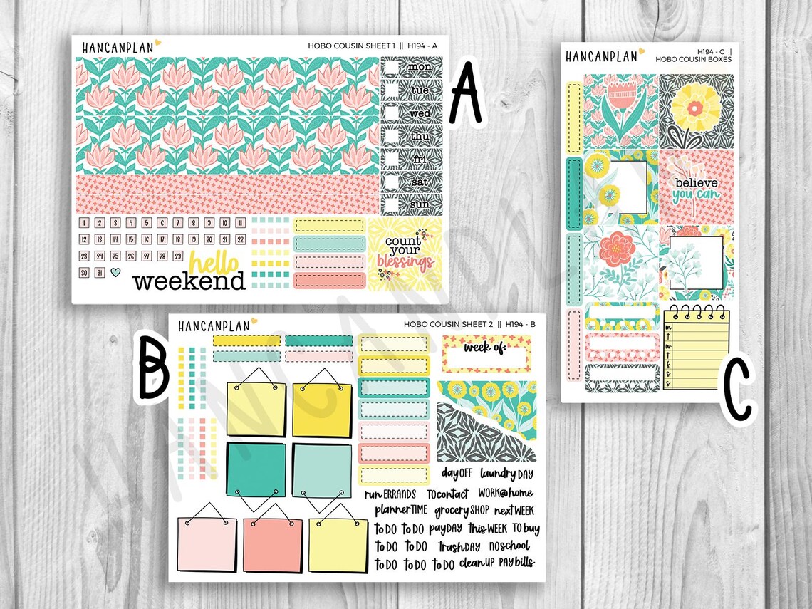 H-194 || Hobonichi Cousin WEEKLY KIT | Golden Bloom - Etsy