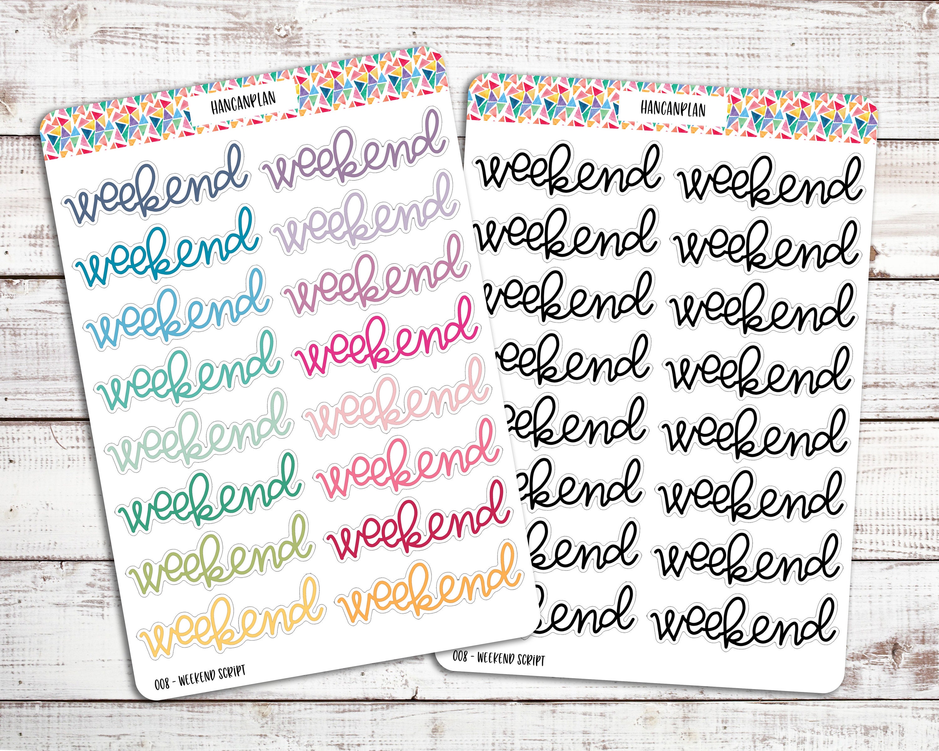 008 - Weekend Script | Planner Stickers | Hand Lettered by HanCanPlan