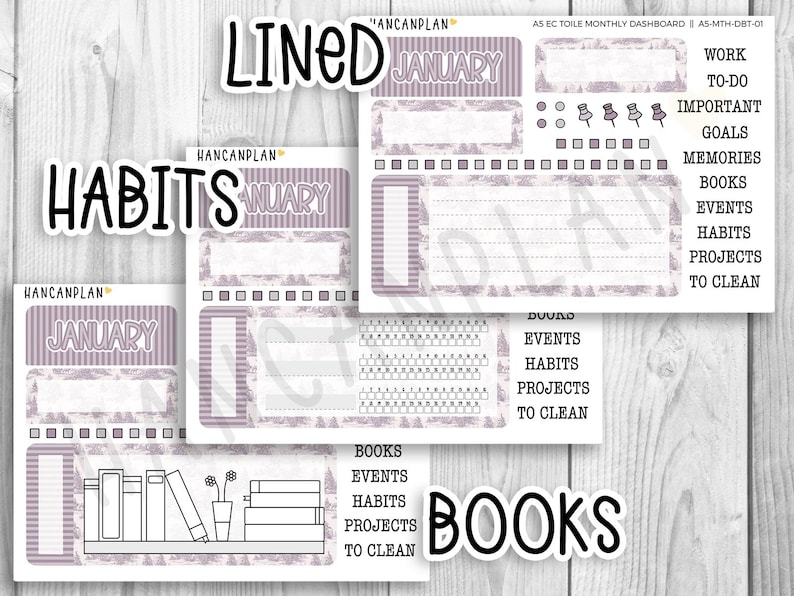 MTH-DBT | A5 Monthly DASHBOARD Set | Erin Condren Toile Matching Kits ...