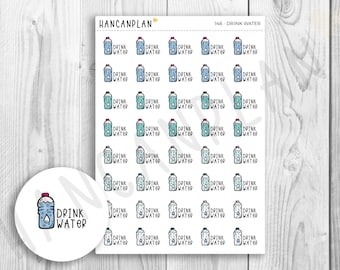 148 - Drink Water | Planner Stickers | Hand Lettered by HanCanPlan