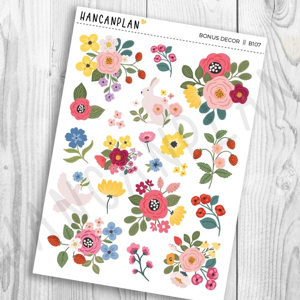 B-107 || BRIGHT FLORAL | Bonus DECOR Sheet