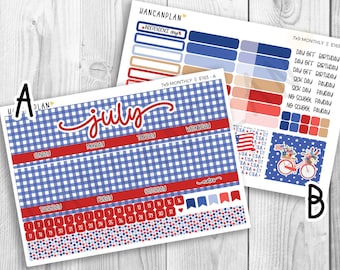 E-163 || 7x9 JULY Monthly | Liberty | Planner Kit | Erin Condren Kit