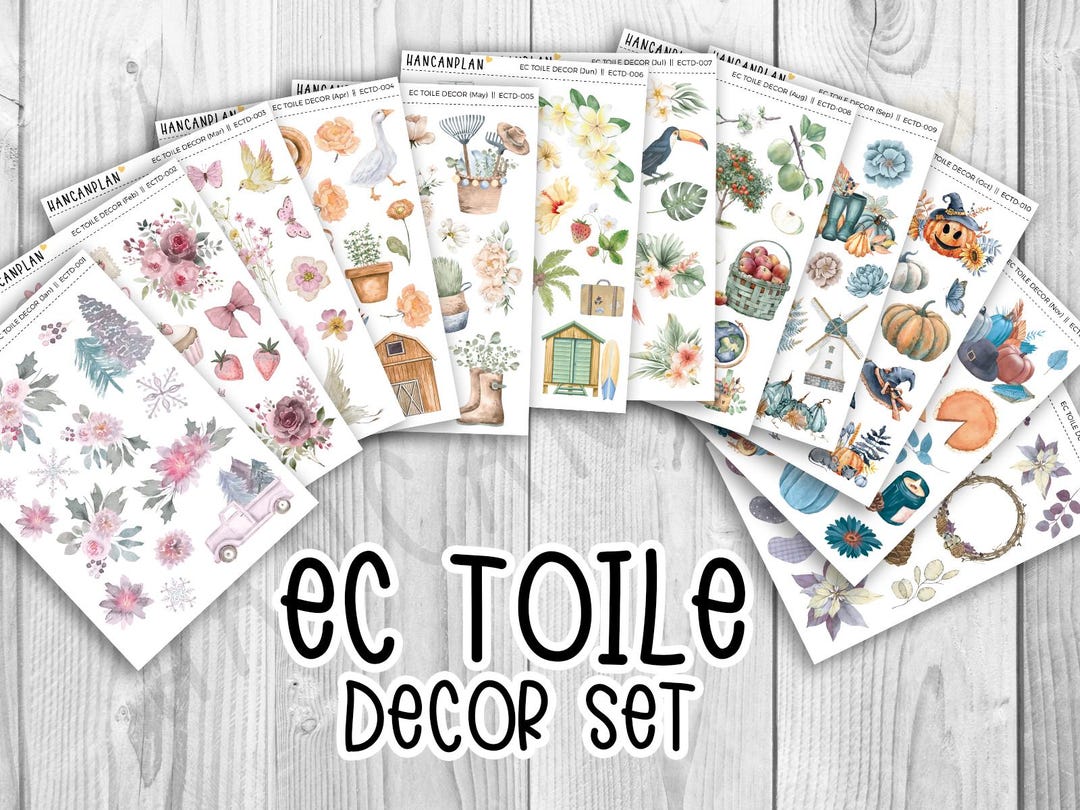 ECTD - Erin Condren TOILE Matching Decor 12-month Set - Etsy
