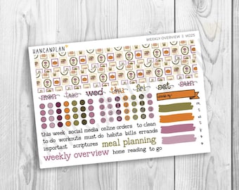 W-225 || Plum Cottage | WEEKLY OVERVIEW Add On Stickers