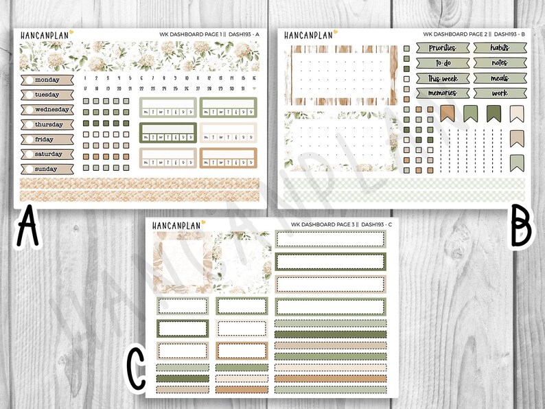 DASH-193 || Soft Meadow | Erin Condren Dashboard Weekly Planner Kit – 3 ...