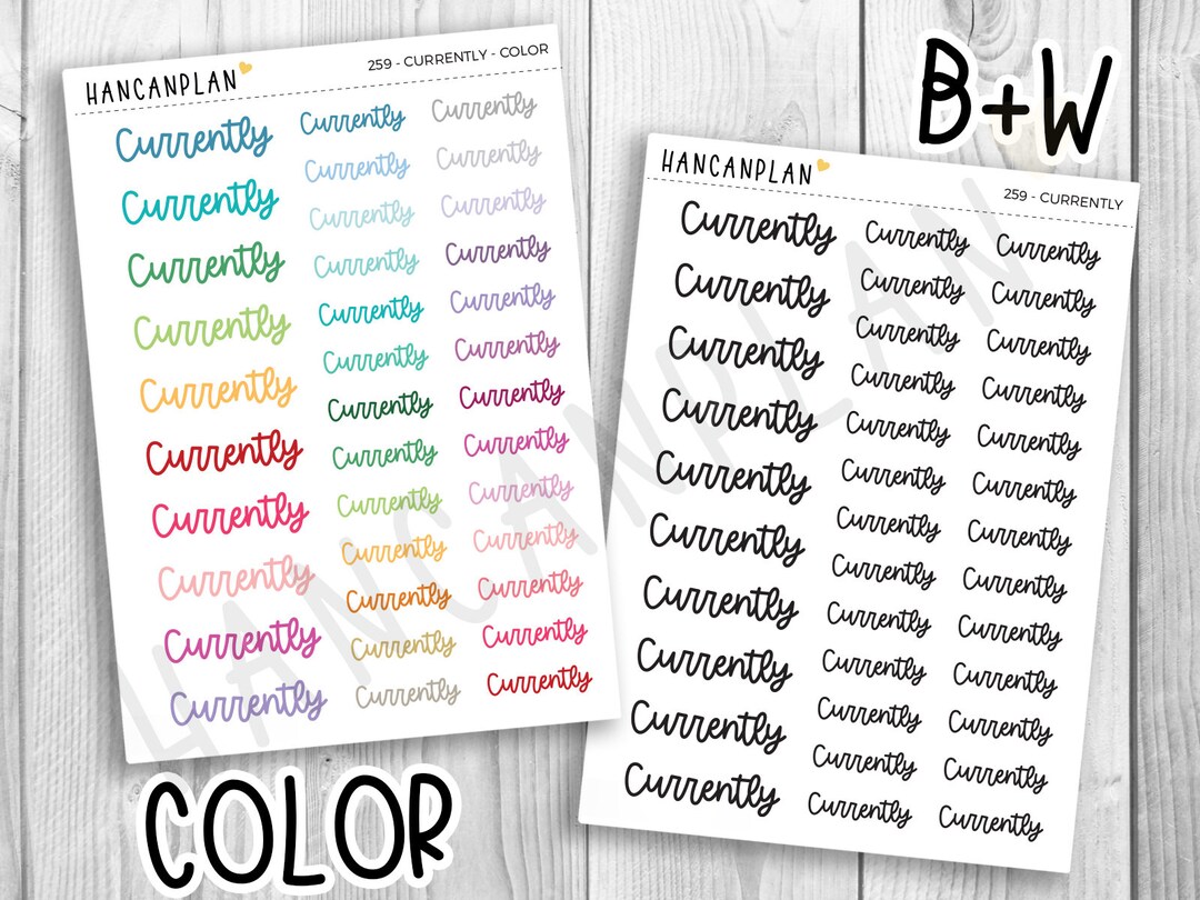 259 - Currently Script | Stickers | Planner Stickers by Hancanplan - Etsy