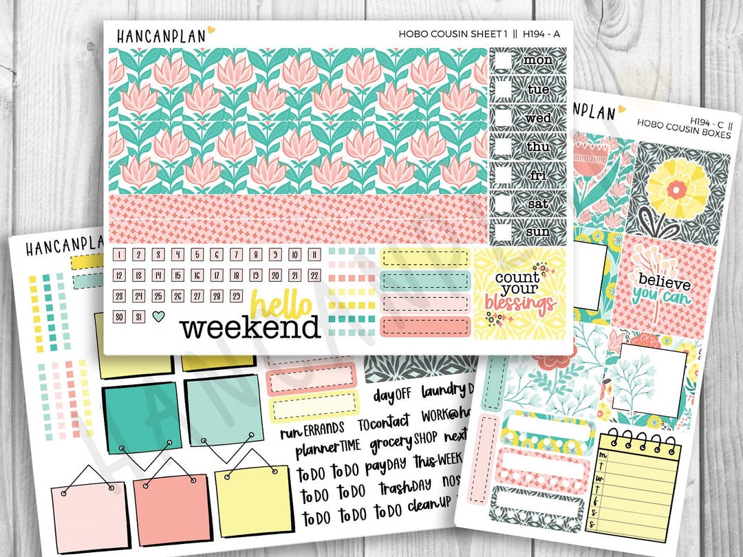 H-194 || Hobonichi Cousin WEEKLY KIT | Golden Bloom - Etsy