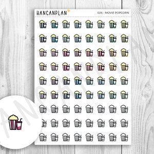 026 - Movie Popcorn Icons | Planner Stickers | Handlettered by HanCanPlan