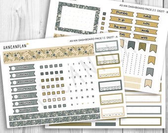 DS-217 || A5 Erin Condren Weekly DASHBOARD Kit | Chamomile Meadow