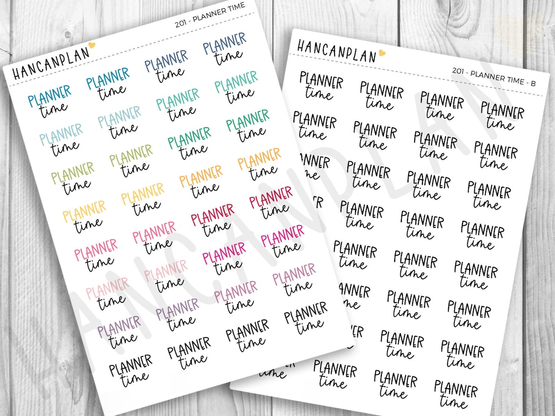 201 - Planner Time Script | Planner Stickers | Hand Lettered by ...